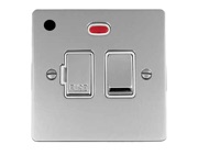 M Marcus Electrical Elite Flat Plate Fused Spurs (Switched With Neon & Cord Outlet), Polished Chrome, Black Or White Trim - T02.838.PC