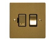 M Marcus Electrical Elite Flat Plate Fused Spurs (Switched), Satin Brass, Black Or White Trim - T04.835.SB