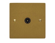 M Marcus Electrical Elite Flat Plate 1 Gang TV/Coaxial Sockets, Satin Brass, Black Or White Trim - T04.921/923