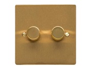 M Marcus Electrical Elite Flat Plate 2 Gang Dimmer Switches, Satin Brass, 250 Watts OR 400 Watts - T04.972.SB