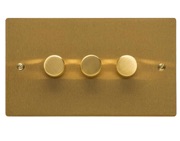 M Marcus Electrical Elite Flat Plate 3 Gang Trailing Edge Dimmer Switch, Satin Brass (Trimless) - T04.973.TED