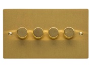 M Marcus Electrical Elite Flat Plate 4 Gang Dimmer Switches, Satin Brass, 250 Watts OR 400 Watts - T04.974.SB