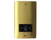 M Marcus Electrical Elite Flat Plate Shaver Sockets (Dual Output), Satin Brass, Black Or White Trim - T04.985.SB
