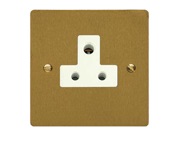 M Marcus Electrical Elite Flat Plate Lamp Sockets (Un-Switched Round Pin), Satin Brass, Black Or White Trim - T04.983.SB