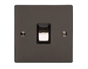 M Marcus Electrical Elite Flat Plate 1 Gang Switch, Polished Black Nickel, Black Trim - T06.800.PCBK