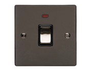 M Marcus Electrical Elite Flat Plate 20 Amp D.P. (With Neon) Switch, Polished Black Nickel, Black Trim - T06.806.PCBK