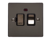 M Marcus Electrical Elite Flat Plate Fused Spur (Switched With Neon), Polished Black Nickel, Black Trim - T06.836.PCBK