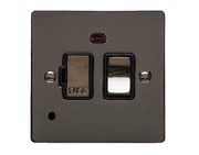 M Marcus Electrical Elite Flat Plate Fused Spur (Switched With Neon & Cord Outlet), Polished Black Nickel, Black Trim - T06.838.PCBK