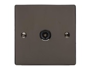 M Marcus Electrical Elite Flat Plate 1 Gang TV/Coaxial Socket, Polished Black Nickel, Black Trim - T06.921/923