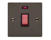 M Marcus Electrical Elite Flat Plate Cooker Switch (With Neon), Polished Black Nickel, Black Trim - T06.963.BK