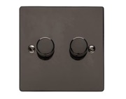 M Marcus Electrical Elite Flat Plate 2 Gang Dimmer Switch, Polished Black Nickel, 250 Watts OR 400 Watts - T06.972