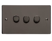 M Marcus Electrical Elite Flat Plate 3 Gang Dimmer Switch, Polished Black Nickel, 250 Watts OR 400 Watts - T06.973