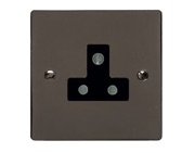 M Marcus Electrical Elite Flat Plate Lamp Socket (Un-Switched Round Pin), Polished Black Nickel, Black Trim - T06.982.BK