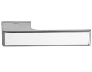 Atlantic Tupai Rapido Versaline Tobar Designer Door Handles On Rectangular Rose, Satin Chrome With White Plate - T3089LWHSC (sold in pairs)