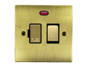 M Marcus Electrical Elite Flat Plate Fused Spur (Switched With Neon), Antique Brass, Black Trim - T91.836.ABBK