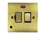 M Marcus Electrical Elite Flat Plate Fused Spur (Switched With Neon & Cord Outlet), Antique Brass, Black Trim - T91.838.ABBK