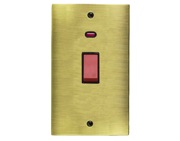 M Marcus Electrical Elite Flat Plate Tall Cooker Switch (With Neon), Antique Brass, Black Trim - T91.961.BK