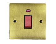M Marcus Electrical Elite Flat Plate Cooker Switch (With Neon), Antique Brass, Black Trim - T91.963.BK