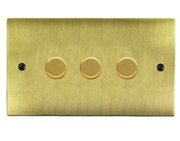 M Marcus Electrical Elite Flat Plate 3 Gang Dimmer Switch, Antique Brass, 250 Watts OR 400 Watts - T91.973