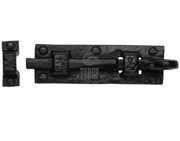 M Marcus Tudor Collection Straight Door Bolt (76mm OR 102mm), Rustic Black Iron - TC158