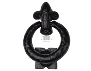 M Marcus Tudor Collection Ring Door Knocker (127mm), Rustic Black Iron - TC335