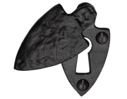 M Marcus Tudor Collection Shield Covered Standard Profile Escutcheon (30mm x 57mm), Rustic Black Iron - TC542
