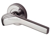 Heritage Brass Tiffany Art Deco Style Door Handles On Round Rose, Polished Nickel - TIF1926-PNF (sold in pairs)