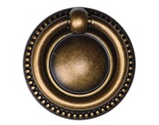 Heritage Brass Classic Beaded Ring Cabinet Pull (50mm), Distressed Brass - TK2212-050-DBS