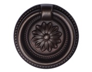 Heritage Brass Floral Ring Cabinet Pull (47mm OR 55mm), Matt Bronze - TK2224-047-LBN
