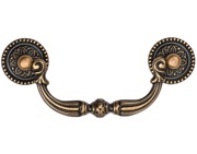 Heritage Brass Ornate Swan Drawer Drop Cabinet Pull (96mm c/c), Distressed Brass - TK3085-096-DBS