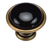Heritage Brass Black Domed Cabinet Knob (35mm OR 40mm), Distressed Brass - TK4316-035-DBS