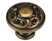 Heritage Brass Vintage Round Cabinet Knob (35mm), Distressed Brass - TK4401-035-DBS