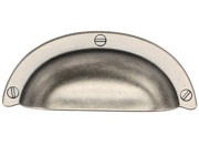 Heritage Brass Cabinet Drawer Cup Pull Handle With Faux Screws (64mm C/C), Distressed Pewter - TK5120-064-DPW