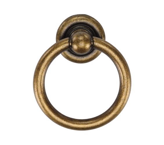 Heritage Brass Classic Round Ring Cabinet Drop Pull, Distressed Brass ...