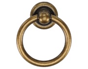 Heritage Brass Classic Round Ring Cabinet Drop Pull, Distressed Brass - TK9213-042-DBS