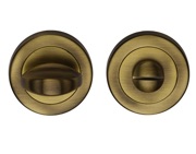 Heritage Brass Round 53mm Diameter Turn & Release, Antique Brass Finish - V0678-AT