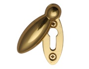Heritage Brass Covered Oval Standard Key Escutcheon, Polished Brass - V1022-PB