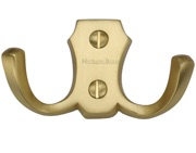 Heritage Brass Double Robe Hook (78mm Width), Satin Brass - V1062-SB