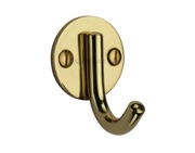 Heritage Brass Modern Single Robe Hook (52mm Height), Polished Brass - V1064-PB