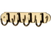 Heritage Brass Coat Hooks On Plate (223mm Width), Polished Brass - V1079-PB
