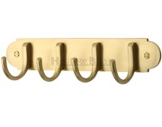 Heritage Brass Coat Hooks On Plate (223mm Width), Satin Brass - V1079-SB