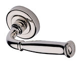 Heritage Brass Lincoln Design Door Handles On Round Rose, Polished Nickel - V1938-PNF (sold in pairs)