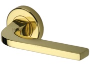 Heritage Brass Bellagio Door Handles On Round Rose, Polished Brass - V2015-PB (sold in pairs)