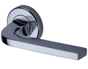 Heritage Brass Bellagio Door Handles On Round Rose, Polished Chrome - V2015-PC (sold in pairs)