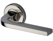 Heritage Brass Bellagio Door Handles On Round Rose, Polished Nickel - V2015-PNF (sold in pairs)