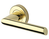Heritage Brass Mercury Design Door Handles On Round Rose, Polished Brass - V3262-PB (sold in pairs)