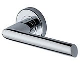Heritage Brass Mercury Design Door Handles On Round Rose, Polished Chrome - V3262-PC (sold in pairs)