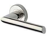 Heritage Brass Mercury Design Door Handles On Round Rose, Polished Nickel - V3262-PNF (sold in pairs)