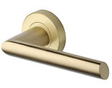 Heritage Brass Mercury Design Door Handles On Round Rose, Satin Brass - V3262-SB (sold in pairs)