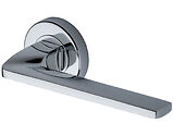 Heritage Brass Metro Angled Design Door Handles On Round Rose, Polished Chrome - V3790-PC (sold in pairs)